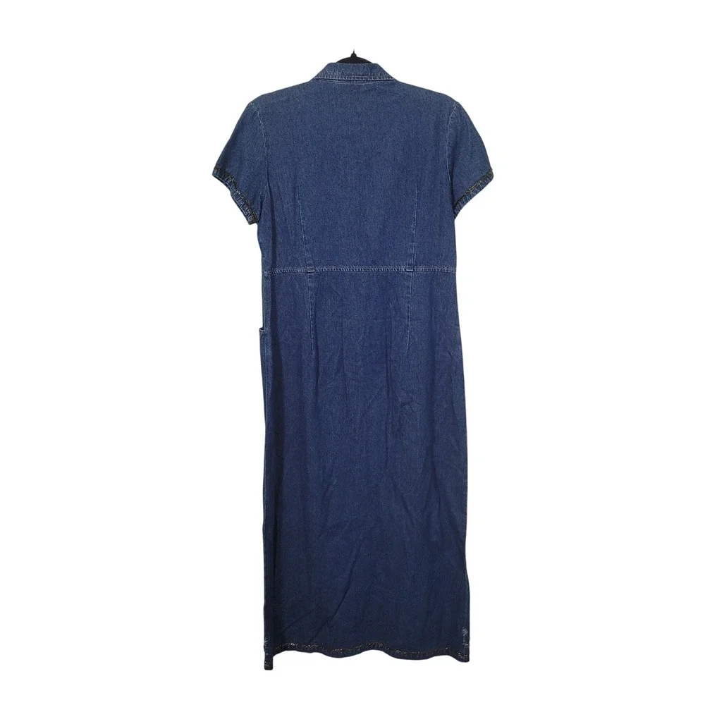 Field Manor Size 12 Denim Dress and Jacket Set Womens Embroidered Beaded Blue